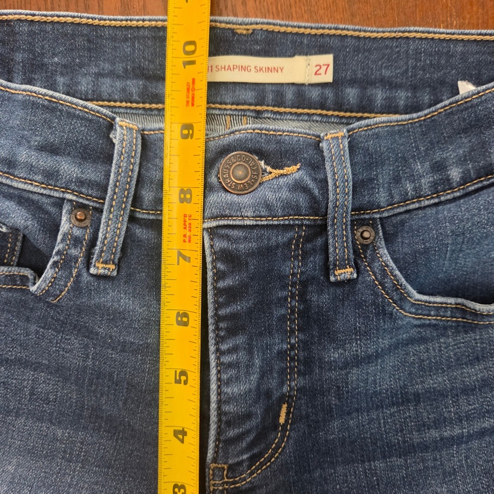 Levi's 311 Shaping Skinny Jeans Mid Rise Dark Wash Stretch Denim 27 - Picture 9 of 10